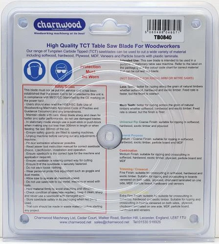 Charnwood TB0840 TCT Saw Blade 200mm | Poolewood Machinery 4 Charnwood TB0840 TCT Saw Blade 200mm | Poolewood Machinery - Image 2