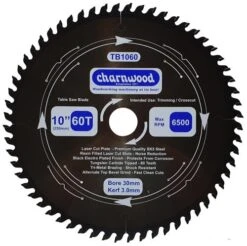 Charnwood TB1060 TCT Saw Blade 250mm | Poolewood Machinery